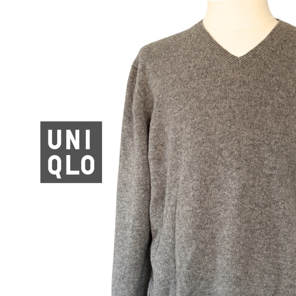 Uniqlo | Men’s Premium Lamb Wool Sweater – Grey Taupe (Size XL) - Picture 1 of 9